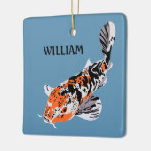 Koi Fish Illustration Orange und Blau Personalisie Keramikornament (Links)