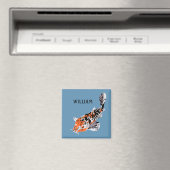 Koi Fish Illustration Orange und Blau Personalisie Magnet (In Situ (Geschirrspüler))