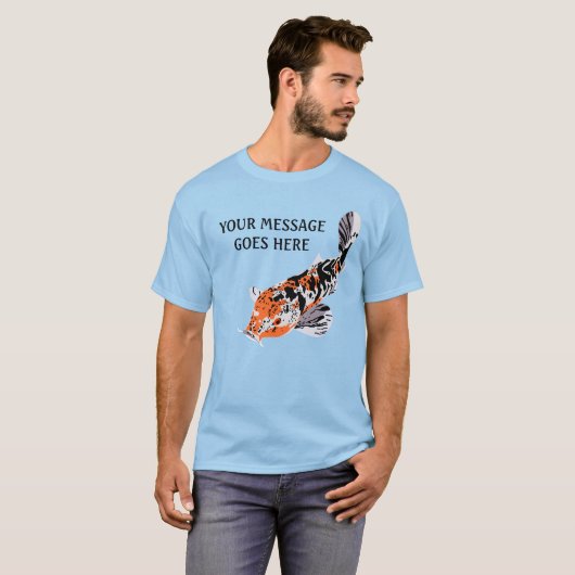 Koi Fish Illustration Orange und Blau Personalisie T-Shirt (Vorne ganz)
