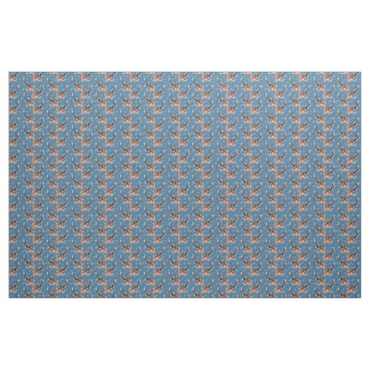 Koi Fish Illustrations on Blue Gemustert Stoff (Fat Quarter (45,7 x 55,9 cm))
