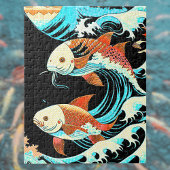 Koi Fish in a Great Wave Comic Book Style  Puzzle