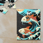 Koi Fish in a Great Wave Comic Book Style  Puzzle