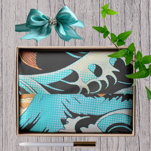 Koi Fish in a Great Wave Comic Book Style Seidenpapier