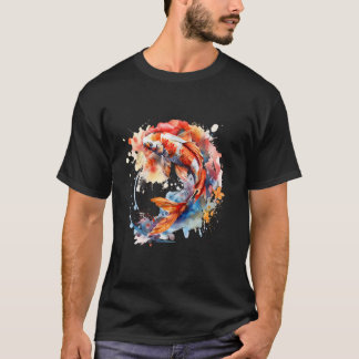 Koi Fish Japanese Koi Carp Fish Watercolor Asian C T-Shirt