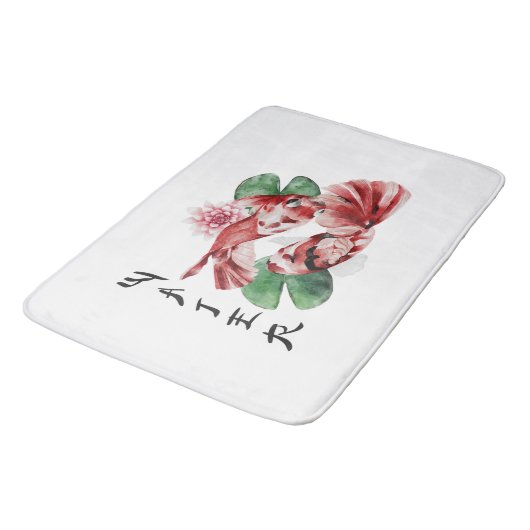 Koi Fish Japanischer Stil Skript Orientalische Kun Badematte (Schrägansicht)