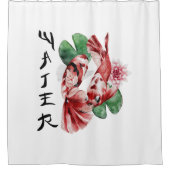 Koi Fish Japanischer Stil Skript Orientalische Kun Duschvorhang (Vorderseite)
