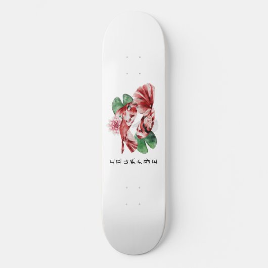 Koi Fish Japanischer Stil Skript Orientalische Kun Skateboard (Vorderseite)