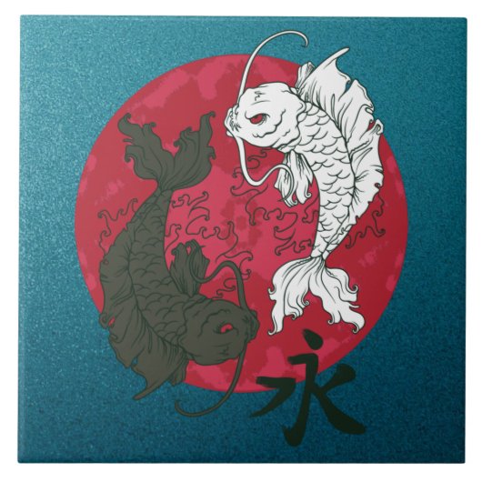 Koi Fish Keramik Tile Fliese (Vorderseite)