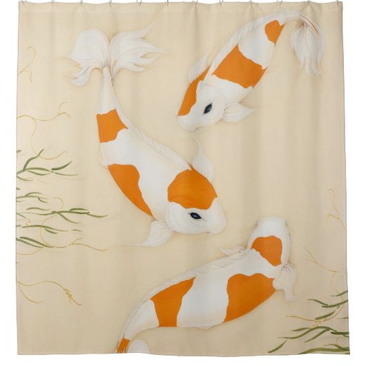 Koi Fish, Kohaku, Japanischer Schwimmteich Fisch Duschvorhang (Vorderseite)