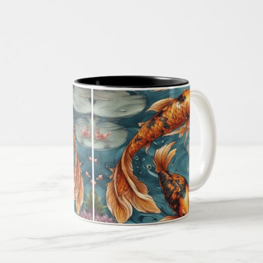 Koi Fish, Koi Fish Pair, Japanisch, Personalisiert Zweifarbige Tasse (VorderseiteRechts)