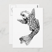 Koi Fish Kontur Postkarte (Vorne/Hinten)
