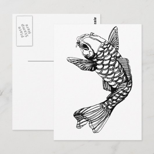 Koi Fish Kontur Postkarte (Vorne/Hinten)
