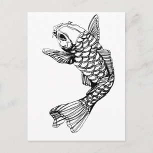 Koi Fish Kontur Postkarte