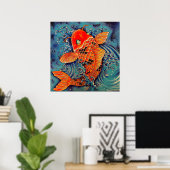 "Koi Fish" Kunstgewerbe im Tattoo Style Print Poster (Heimbüro)