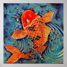 "Koi Fish" Kunstgewerbe im Tattoo Style Print Poster