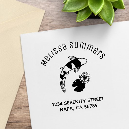 Koi Fish Lily Arch Address Gummistempel