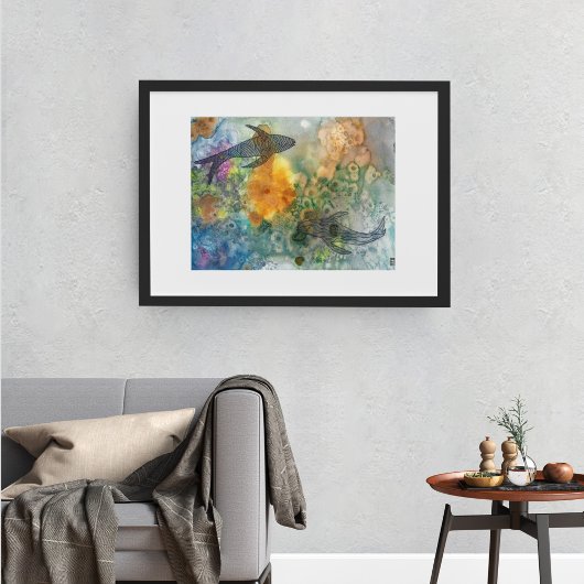 Koi Fish Line Kunst Poster