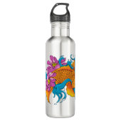 Koi Fish Lotus Cherry Blossoms Edelstahlflasche (Vorderseite)