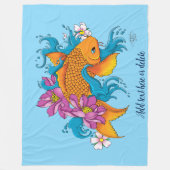 Koi Fish Lotus Cherry Blossoms Fleecedecke (Vorderseite)