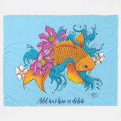 Koi Fish Lotus Cherry Blossoms Fleecedecke (Vorderseite (Horizontal))
