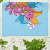 Koi Fish Lotus Cherry Blossoms Geschirrtuch (Gefaltet)