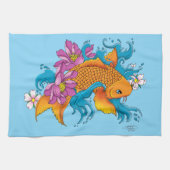 Koi Fish Lotus Cherry Blossoms Geschirrtuch (Horizontal)