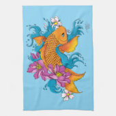 Koi Fish Lotus Cherry Blossoms Geschirrtuch (Vertikal)