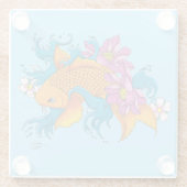 Koi Fish Lotus Cherry Blossoms Glasuntersetzer (Rückseite)