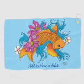Koi Fish Lotus Cherry Blossoms Golfhandtuch (Horizontal)