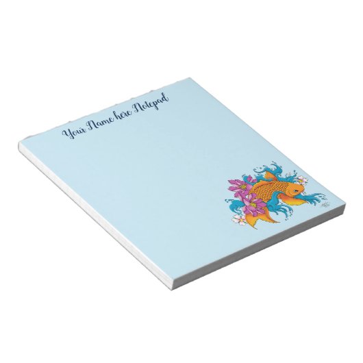 Koi Fish Lotus Cherry Blossoms Notizblock (angewinkelt)