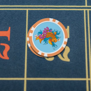 Koi Fish Lotus Cherry Blossoms Pokerchips
