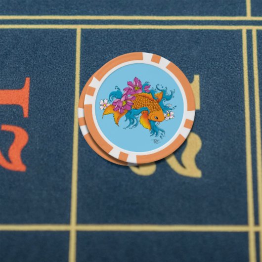 Koi Fish Lotus Cherry Blossoms Pokerchips