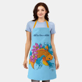 Koi Fish Lotus Cherry Blossoms Schürze (Getragen)