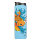 Koi Fish Lotus Cherry Blossoms Thermosbecher (Nach rechts gedreht)
