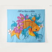 Koi Fish Lotus Cherry Blossoms Wandteppich (Vorderseite (Horizontal))