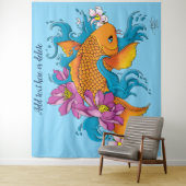 Koi Fish Lotus Cherry Blossoms Wandteppich (Beispiel)