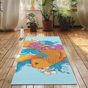 Koi Fish Lotus Cherry Blossoms Yogamatte