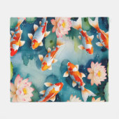 Koi Fish & Lotus Serenity Fleecedecke (Vorderseite (Horizontal))