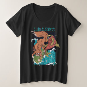 Koi Fish mit Fox japanischer Style Design Große Größe T-Shirt