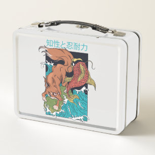 Koi Fish mit Fox japanischer Style Design Metall Brotdose