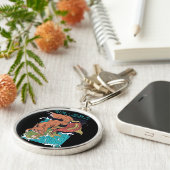 Koi Fish mit Fox japanischer Style Design Schlüsselanhänger (Seite)