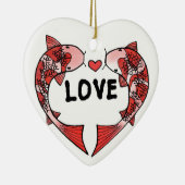Koi Fish mit LIEBE Word Keramik Ornament (Rechts)