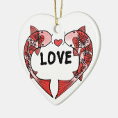 Koi Fish mit LIEBE Word Keramik Ornament (Links)