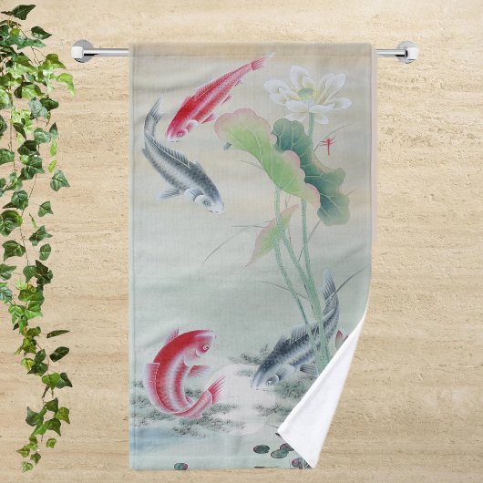 Koi Fish mit Lotus Handtuch