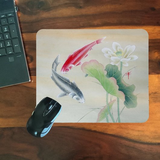 Koi Fish mit Lotus Mousepad