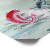 Koi Fish mit Lotus Poster (Ecke)