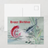 Koi Fish mit Lotus Postkarte (Vorne/Hinten)