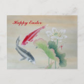Koi Fish mit Lotus Postkarte (Vorderseite)