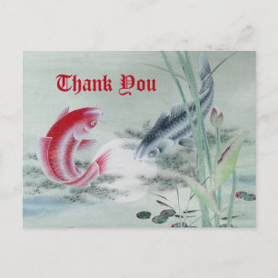Koi Fish mit Lotus Postkarte