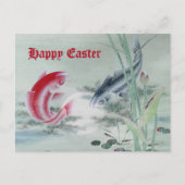 Koi Fish mit Lotus Postkarte (Vorderseite)
